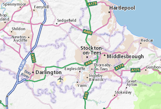 Stockton-on-Tees, Middlesbrough, Darlington Map
